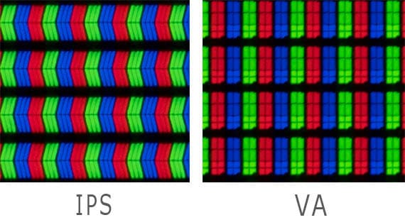 Pixels of IPS and VA matrices